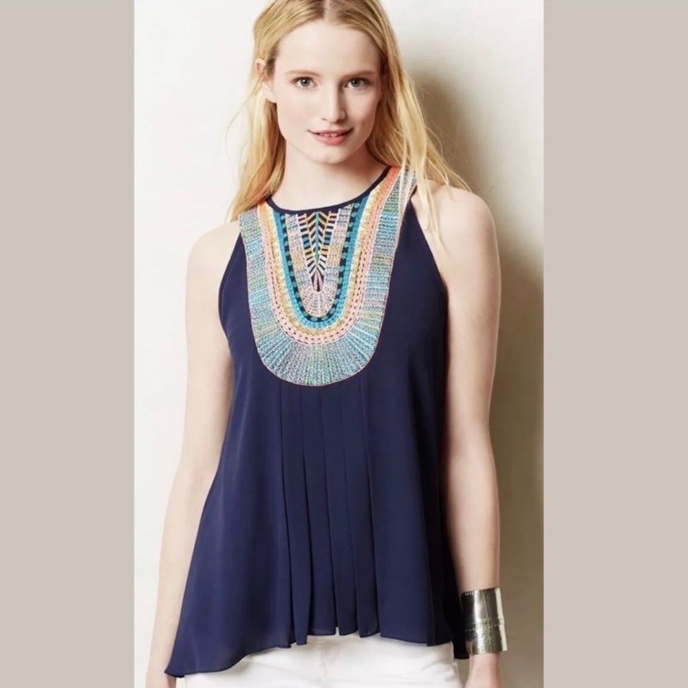 Anthropologie Ranna Gill Embroidered Blouse